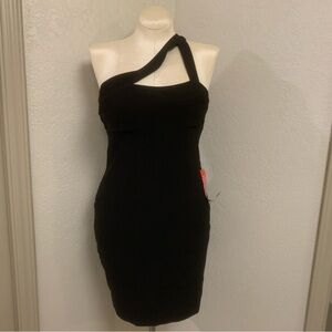 City Triangles Size 11 Black One Shoulder Asymmetrical Bodycon Mini Dress LBD